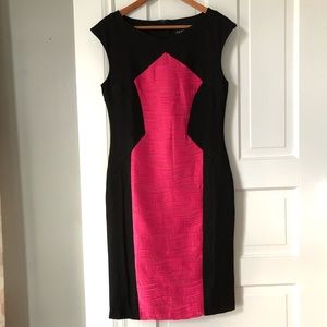 Hot pink and black bodycon dress